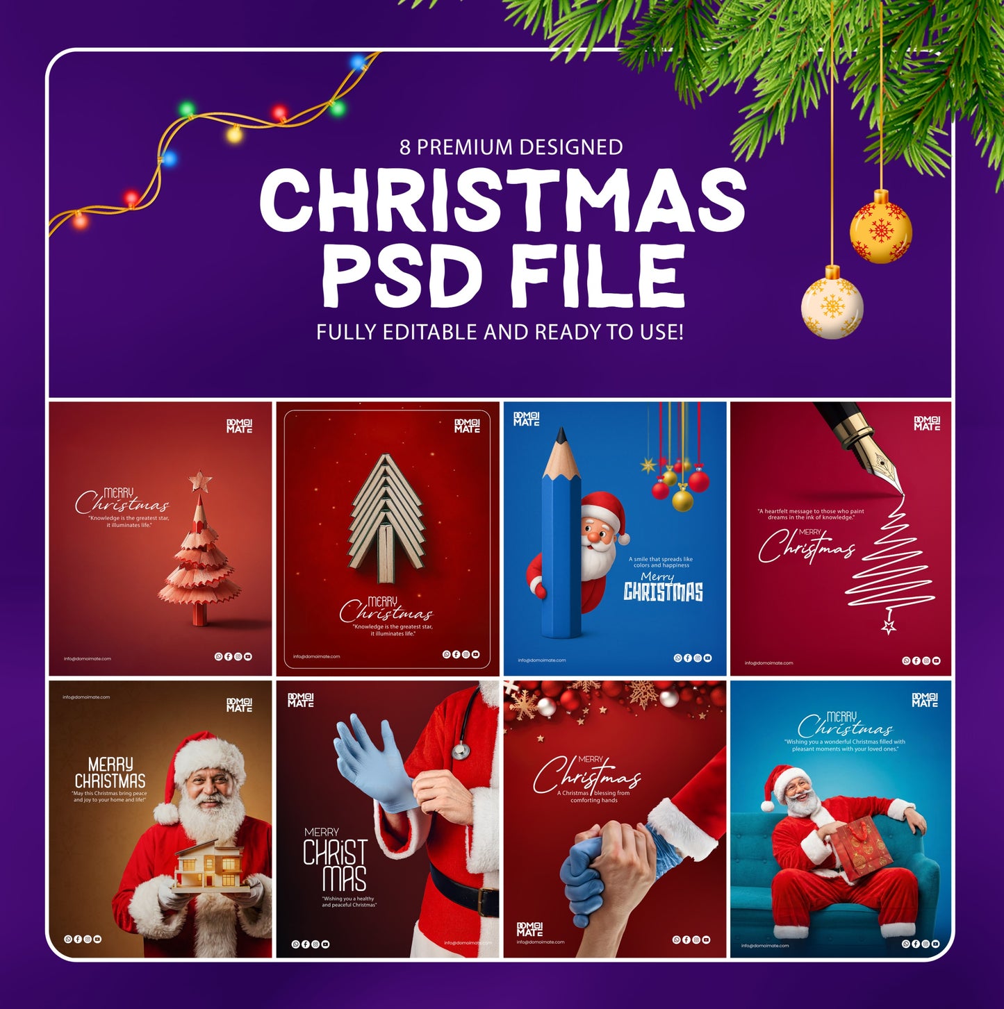 The Merry Social Bundle: 8 Christmas PSD Templates