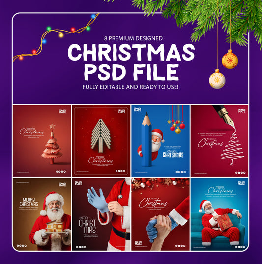 The Merry Social Bundle: 8 Christmas PSD Templates